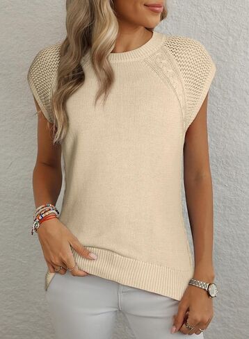 Dokotoo Sweaters for Women Round Neck Cable Knit Womens Vest Cap Sleeve Sweater Vest Knit Fashion Clothing 2025 in Saudi Arabia
