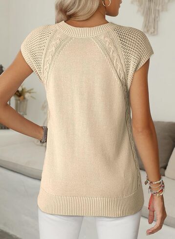 Dokotoo Sweaters for Women Round Neck Cable Knit Womens Vest Cap Sleeve Sweater Vest Knit Fashion Clothing 2025 in Saudi Arabia