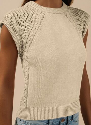 Dokotoo Sweaters for Women Round Neck Cable Knit Womens Vest Cap Sleeve Sweater Vest Knit Fashion Clothing 2025 in Saudi Arabia