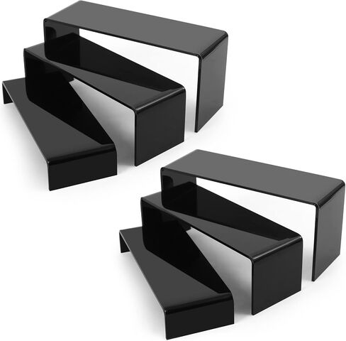 Goabroa Acrylic Display Risers, 2 Sets 6 Pcs Rectangular Risers Display Stands, 4mm Thick Display Stands for Vendor Events, Acrylic Shelves for Lego Display, Cupcake, Perfume in Kuwait
