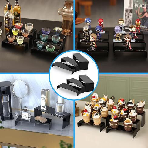 Goabroa Acrylic Display Risers, 2 Sets 6 Pcs Rectangular Risers Display Stands, 4mm Thick Display Stands for Vendor Events, Acrylic Shelves for Lego Display, Cupcake, Perfume in Kuwait
