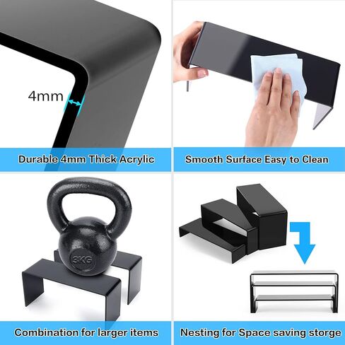 Goabroa Acrylic Display Risers, 2 Sets 6 Pcs Rectangular Risers Display Stands, 4mm Thick Display Stands for Vendor Events, Acrylic Shelves for Lego Display, Cupcake, Perfume in Kuwait