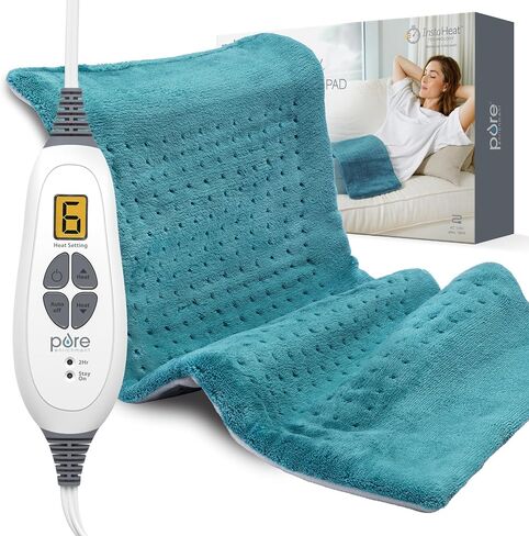 Pure Enrichment PureRelief XL Heating Pad - 12" x 24" Electric Heating Pad for Back Pain & Cramps, 6 Heat Settings, FSA/HSA Eligible, Soft Machine Wash Fabric, Auto-Off & Moist Heat (Charcoal Gray) in Saudi Arabia