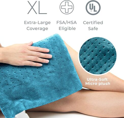 Pure Enrichment PureRelief XL Heating Pad - 12" x 24" Electric Heating Pad for Back Pain & Cramps, 6 Heat Settings, FSA/HSA Eligible, Soft Machine Wash Fabric, Auto-Off & Moist Heat (Charcoal Gray) in Saudi Arabia
