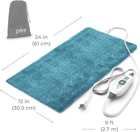 Pure Enrichment PureRelief XL Heating Pad - 12" x 24" Electric Heating Pad for Back Pain & Cramps, 6 Heat Settings, FSA/HSA Eligible, Soft Machine Wash Fabric, Auto-Off & Moist Heat (Charcoal Gray) in Saudi Arabia