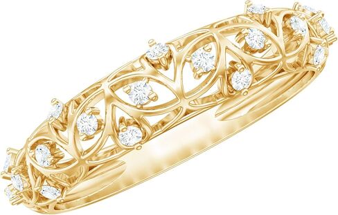 Real Diamond Gold Filigree Half Eternity Band Ring for Women, Hi-Si Quality in Saudi Arabia