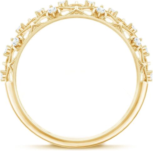 Real Diamond Gold Filigree Half Eternity Band Ring for Women, Hi-Si Quality in Saudi Arabia