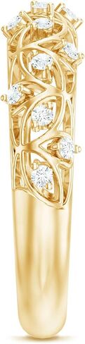 Real Diamond Gold Filigree Half Eternity Band Ring for Women, Hi-Si Quality in Saudi Arabia