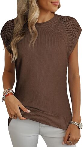 Dokotoo Sweaters for Women Round Neck Cable Knit Womens Vest Cap Sleeve Sweater Vest Knit Fashion Clothing 2025 in Saudi Arabia
