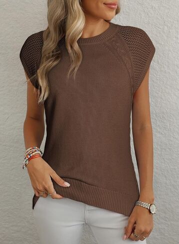 Dokotoo Sweaters for Women Round Neck Cable Knit Womens Vest Cap Sleeve Sweater Vest Knit Fashion Clothing 2025 in Saudi Arabia