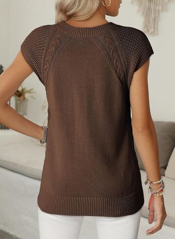 Dokotoo Sweaters for Women Round Neck Cable Knit Womens Vest Cap Sleeve Sweater Vest Knit Fashion Clothing 2025 in Saudi Arabia