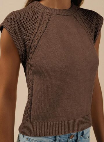 Dokotoo Sweaters for Women Round Neck Cable Knit Womens Vest Cap Sleeve Sweater Vest Knit Fashion Clothing 2025 in Saudi Arabia