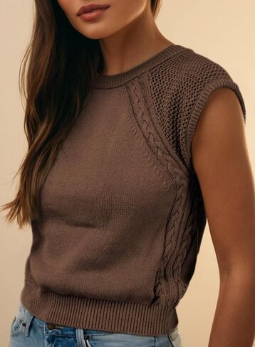 Dokotoo Sweaters for Women Round Neck Cable Knit Womens Vest Cap Sleeve Sweater Vest Knit Fashion Clothing 2025 in Saudi Arabia