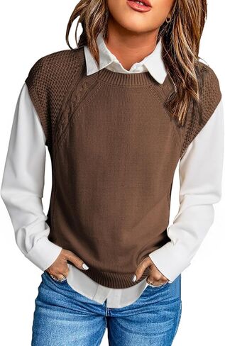 Dokotoo Sweaters for Women Round Neck Cable Knit Womens Vest Cap Sleeve Sweater Vest Knit Fashion Clothing 2025 in Saudi Arabia