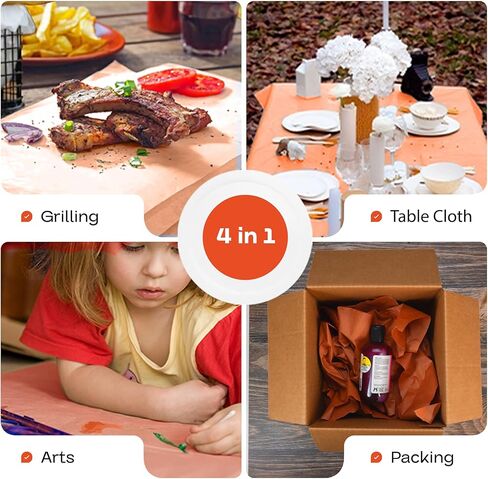 تغليف IDL لفة ورق جزار الخوخ مقاس 18 بوصة × 1000 بوصة - غلاف ورق جزار الشواء المقاوم للرطوبة للطهي أو التعبئة - ورق كرافت غير مشمع وغير مطلي لتدخين اللحوم والأسماك in Kuwait