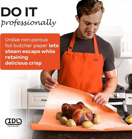 تغليف IDL لفة ورق جزار الخوخ مقاس 18 بوصة × 1000 بوصة - غلاف ورق جزار الشواء المقاوم للرطوبة للطهي أو التعبئة - ورق كرافت غير مشمع وغير مطلي لتدخين اللحوم والأسماك in Kuwait