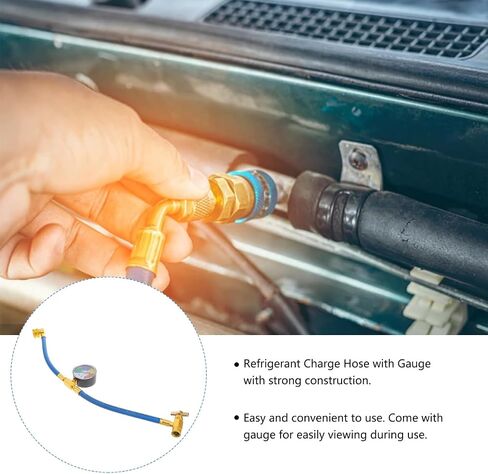 Vicasky R134a Charge Hose Kit ، 1/2 Can Self-Seally Valve Can R134A Recharge Hose Kit مع مقياس ، مجموعة قياس الشحن ، R-134A CAN CAN CAN CAN CAN TAP in Saudi Arabia