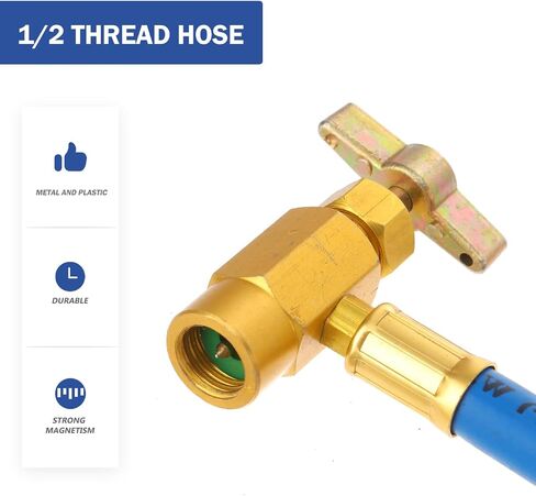 Vicasky R134a Charge Hose Kit ، 1/2 Can Self-Seally Valve Can R134A Recharge Hose Kit مع مقياس ، مجموعة قياس الشحن ، R-134A CAN CAN CAN CAN CAN TAP in Saudi Arabia