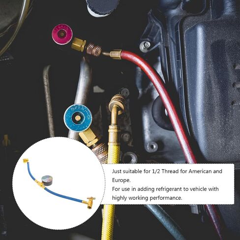 Vicasky R134a Charge Hose Kit ، 1/2 Can Self-Seally Valve Can R134A Recharge Hose Kit مع مقياس ، مجموعة قياس الشحن ، R-134A CAN CAN CAN CAN CAN TAP in Saudi Arabia
