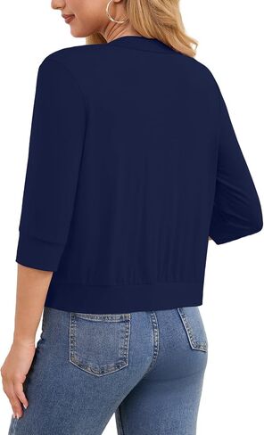 DouBCQ Shrugs for Women 3/4 Sleeve Cropped Cardigan Open Front Lightweight Bolero in Saudi Arabia