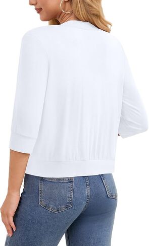 DouBCQ Shrugs for Women 3/4 Sleeve Cropped Cardigan Open Front Lightweight Bolero in Saudi Arabia