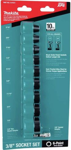 Makita E-01688 Impact XPS® 10 Pc. 3/8" Drive 6-Point Metric Impact Socket Set w/Standard Socket Adapter in Saudi Arabia