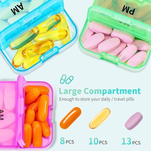 Zoksi Pill Organizer 2 Times a Day, Weekly 7 Day Pill Box, Daily Am Pm Pill Organizer, Travel Pill Case for Medicine, Fish Oils, Vitamin, Supplement in Kuwait
