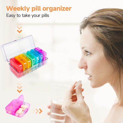 Zoksi Pill Organizer 2 Times a Day, Weekly 7 Day Pill Box, Daily Am Pm Pill Organizer, Travel Pill Case for Medicine, Fish Oils, Vitamin, Supplement in Kuwait