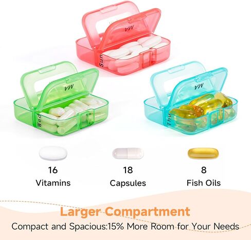 Zoksi Pill Organizer 2 Times a Day, Weekly 7 Day Pill Box, Daily Am Pm Pill Organizer, Travel Pill Case for Medicine, Fish Oils, Vitamin, Supplement in Kuwait