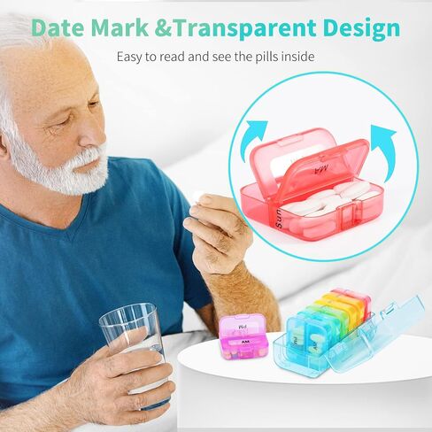 Zoksi Pill Organizer 2 Times a Day, Weekly 7 Day Pill Box, Daily Am Pm Pill Organizer, Travel Pill Case for Medicine, Fish Oils, Vitamin, Supplement in Kuwait