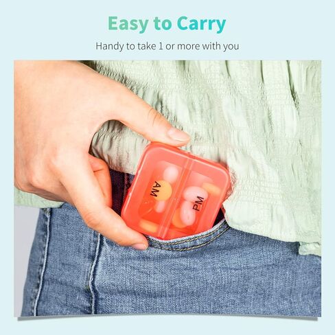 Zoksi Pill Organizer 2 Times a Day, Weekly 7 Day Pill Box, Daily Am Pm Pill Organizer, Travel Pill Case for Medicine, Fish Oils, Vitamin, Supplement in Kuwait