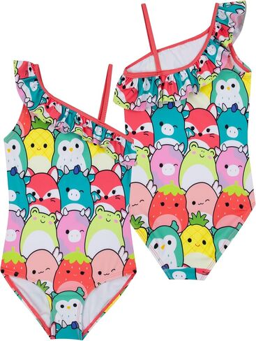 Squishmallows Girls Bathing Suit, Frill Girls Swimsuit, Cute Kids Bathing Suit for Summer, Multicolor 8 in Saudi Arabia