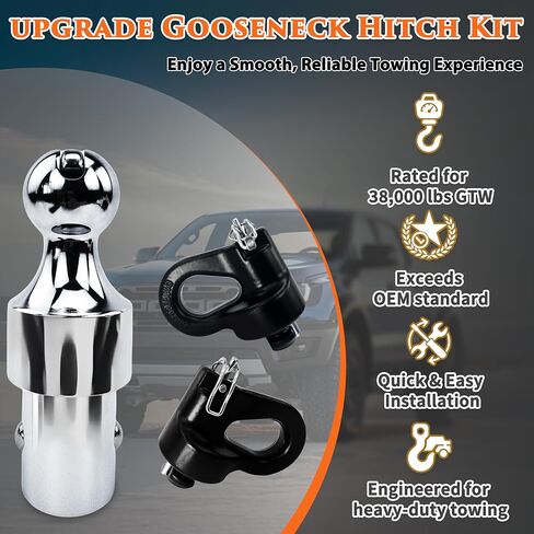 Upgraded 60639 Puck System Gooseneck Hitch Ball Kit, 38000 Lbs GTW/9500 lbs VTW, 2-5/16" Gooesneck Ball, Fits 2013-2025 Ford F250/F350/F450, 2016-2025 Chevrolet Silverado, GMC Sierra & Nissan Titan XD in Kuwait