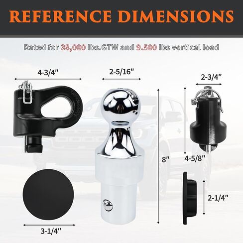 Upgraded 60639 Puck System Gooseneck Hitch Ball Kit, 38000 Lbs GTW/9500 lbs VTW, 2-5/16" Gooesneck Ball, Fits 2013-2025 Ford F250/F350/F450, 2016-2025 Chevrolet Silverado, GMC Sierra & Nissan Titan XD in Kuwait