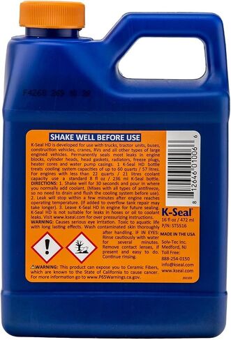 SOLV-TEC Inc. ST5516 16OZ. K-seal tm ثقيلة الأداء متعددة الأغراض خطوة واحدة إصلاح تسرب سائل التبريد الدائم ، 8 أوقية ، صب ويذهب ، يمزج مع كل مضادات التجمد ، لا تتطلب التدفق in Kuwait