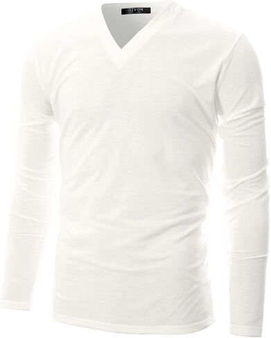 جيفون الرجال النحيف الصوف الصوف V-neck الطويل الأكمام-طبقة قاعدة حرارة خفيفة الوزن-أعلى نقطة الإنطلاق الناعمة الناعمة in Kuwait