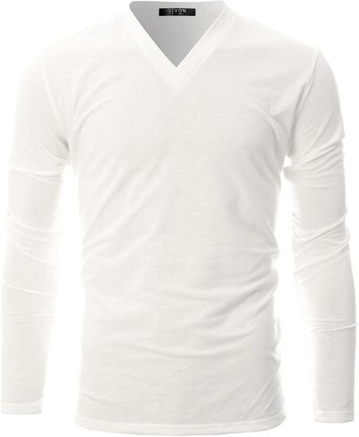 جيفون الرجال النحيف الصوف الصوف V-neck الطويل الأكمام-طبقة قاعدة حرارة خفيفة الوزن-أعلى نقطة الإنطلاق الناعمة الناعمة in Kuwait