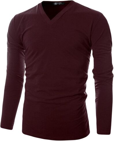 جيفون الرجال النحيف الصوف الصوف V-neck الطويل الأكمام-طبقة قاعدة حرارة خفيفة الوزن-أعلى نقطة الإنطلاق الناعمة الناعمة in Kuwait