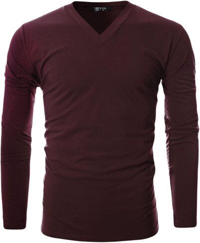 جيفون الرجال النحيف الصوف الصوف V-neck الطويل الأكمام-طبقة قاعدة حرارة خفيفة الوزن-أعلى نقطة الإنطلاق الناعمة الناعمة in Kuwait