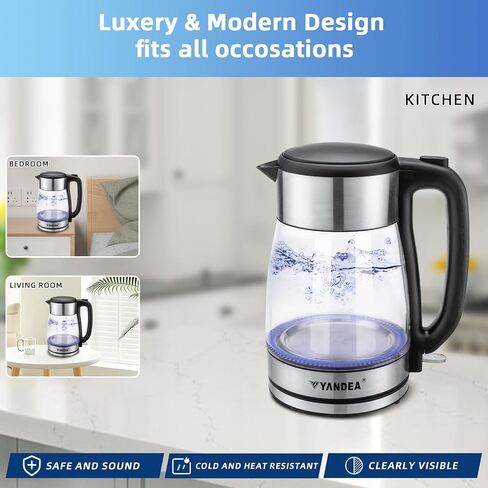 Electric Kettle, 1.7L Hot Water Boiler&Heater, Built-In Mesh Filter, Auto Shut-Off, Cordless 360°Base with Blue LED Light, Boil-Dry Protection for Coffee, Tea or More in Saudi Arabia