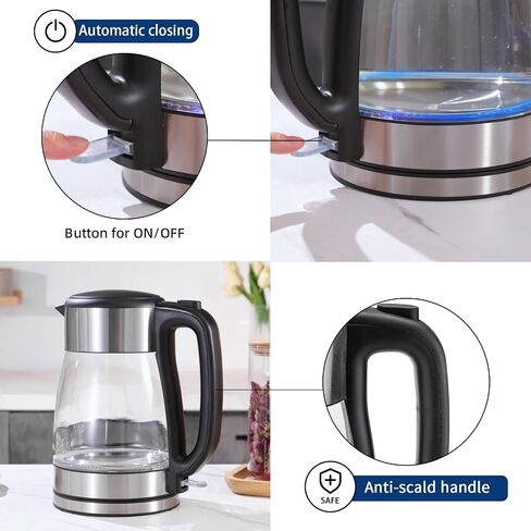 Electric Kettle, 1.7L Hot Water Boiler&Heater, Built-In Mesh Filter, Auto Shut-Off, Cordless 360°Base with Blue LED Light, Boil-Dry Protection for Coffee, Tea or More in Saudi Arabia