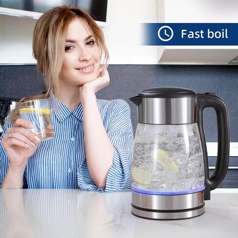 Electric Kettle, 1.7L Hot Water Boiler&Heater, Built-In Mesh Filter, Auto Shut-Off, Cordless 360°Base with Blue LED Light, Boil-Dry Protection for Coffee, Tea or More in Saudi Arabia