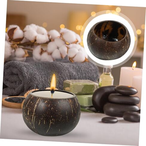 ERINGOGO Coconut Shell Candle Holder Large Empty Soy Wax Bowl for DIY Candle Making Chic Design for Birthdays Anniversaries Unique Idea in Saudi Arabia