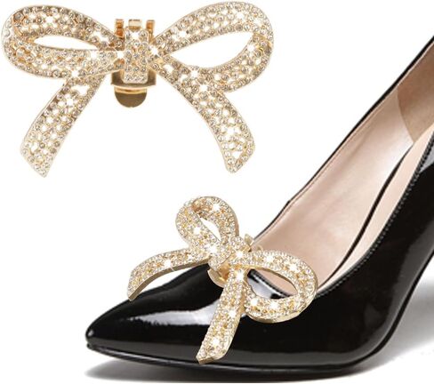 Forbidden Road 1 Pair Rhinestone Bow Shoe Clips for Women Girls, Classic Detachable Bow for Heel Wedding Party Dressy Shoes Fashion Bridal Wedding Shoe Charms in Saudi Arabia