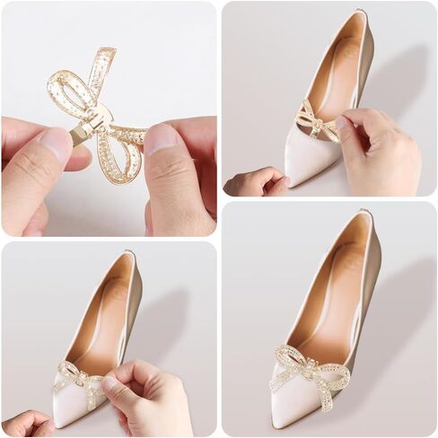 Forbidden Road 1 Pair Rhinestone Bow Shoe Clips for Women Girls, Classic Detachable Bow for Heel Wedding Party Dressy Shoes Fashion Bridal Wedding Shoe Charms in Saudi Arabia