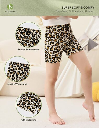 Girls' Pajama Shorts 2-Pack Toddlers Ribbed Sleep Bottoms Girls Summer Kids Bamboo Viscose Shorts 2-5T in Saudi Arabia