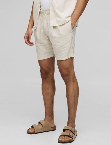 IDEALSANXUN Mens Pleated Front Linen Shorts Summer Casual Slim Fit Dress Shorts in Saudi Arabia