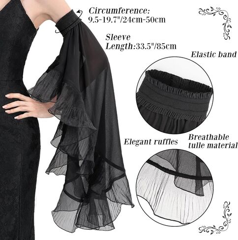 Steampunk Victorian Sleeves Gothic Detachable Tulle Sleeves for Women Gown Dresses Wedding Halloween Cosplay in Saudi Arabia