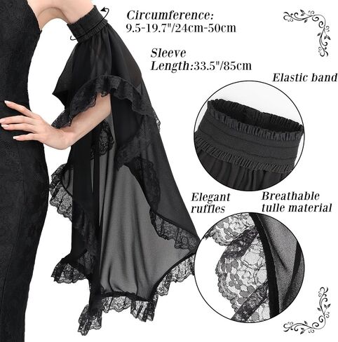 Steampunk Victorian Sleeves Gothic Detachable Tulle Sleeves for Women Gown Dresses Wedding Halloween Cosplay in Saudi Arabia