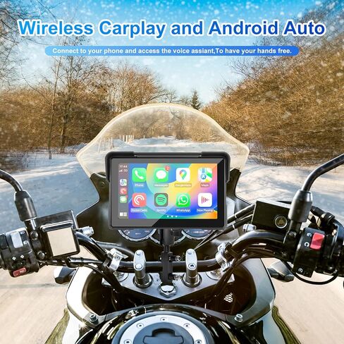7 بوصة لاسلكي دراجة نارية GPS شاشة GPS ， نظام الملاحة الشاشة لمس بلوتوث للدراجات النارية ， IP67 Carplay Carplay ، 128GB SD مشمولة ، 1000NIT سطوع in Kuwait